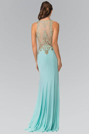 Long Sleeveless Beaded Illusion Dress by Elizabeth K GL2321-Long Formal Dresses-ABC Fashion