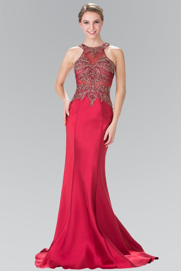 Long Sleeveless Beaded Illusion Dress by Elizabeth K GL2325-Long Formal Dresses-ABC Fashion