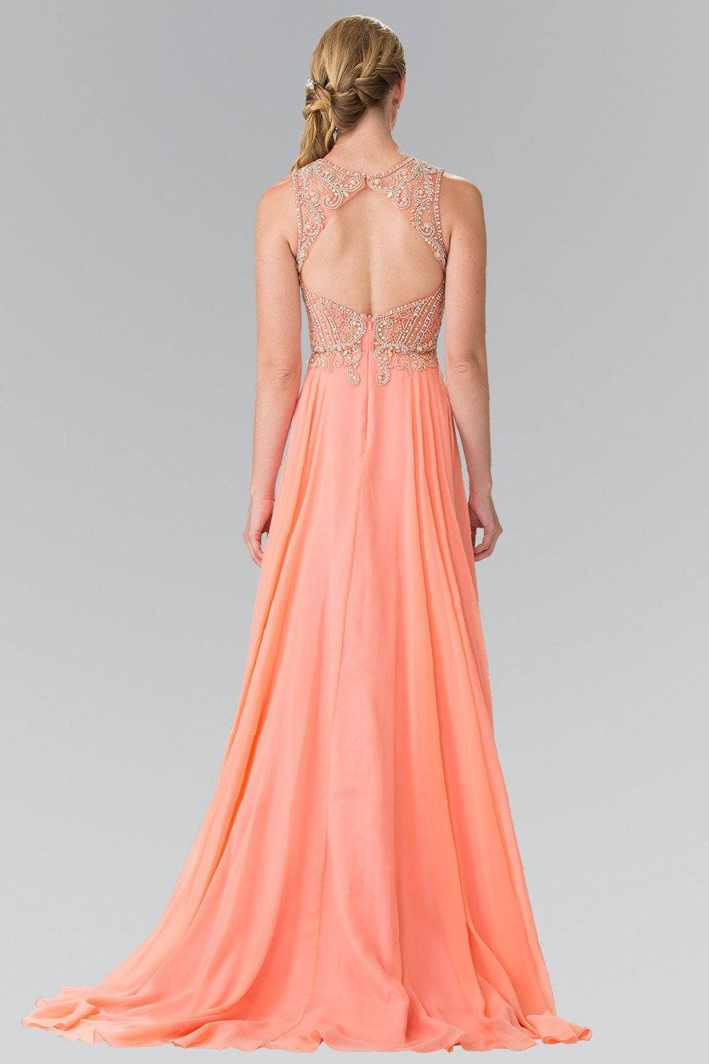 Long Sleeveless Beaded Illusion Dress by Elizabeth K GL2343-Long Formal Dresses-ABC Fashion