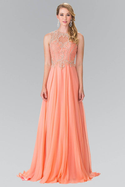 Long Sleeveless Beaded Illusion Dress by Elizabeth K GL2343-Long Formal Dresses-ABC Fashion