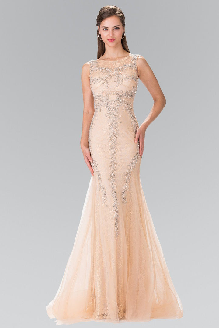 Long Sleeveless Beaded Lace Mermaid Dress by Elizabeth K GL2289-Long Formal Dresses-ABC Fashion