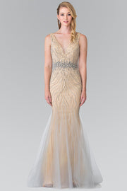 Long Sleeveless Beaded Mermaid Dress by Elizabeth K GL2344-Long Formal Dresses-ABC Fashion