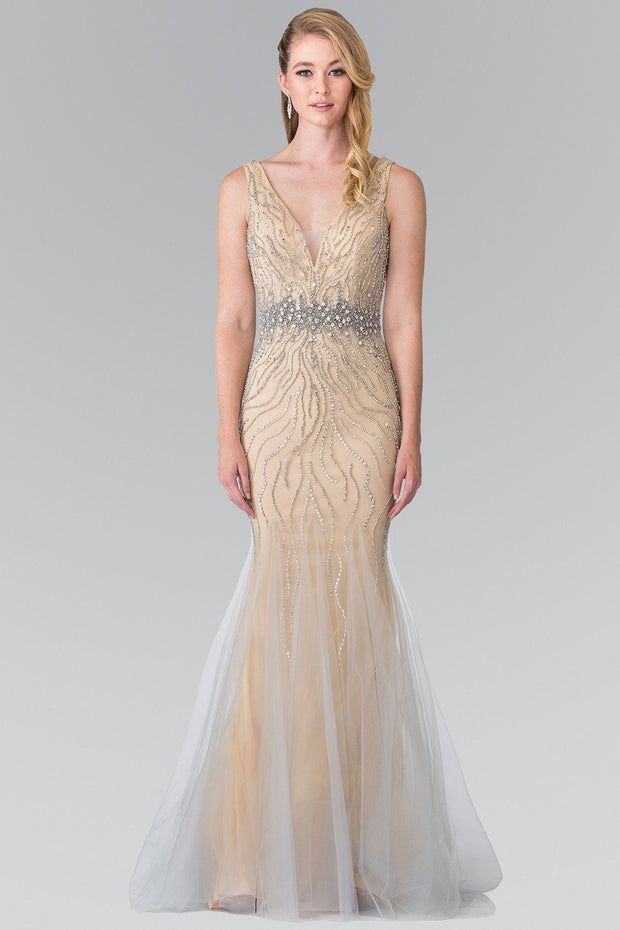 Long Sleeveless Beaded Mermaid Dress by Elizabeth K GL2344-Long Formal Dresses-ABC Fashion