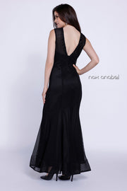 Long Sleeveless Beaded Mesh Dress by Nox Anabel 8259-Long Formal Dresses-ABC Fashion