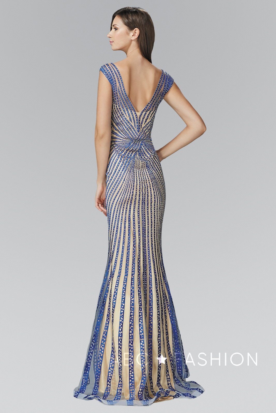 Long Sleeveless Beaded V-Neck Dress by Elizabeth K GL2053-Long Formal Dresses-ABC Fashion