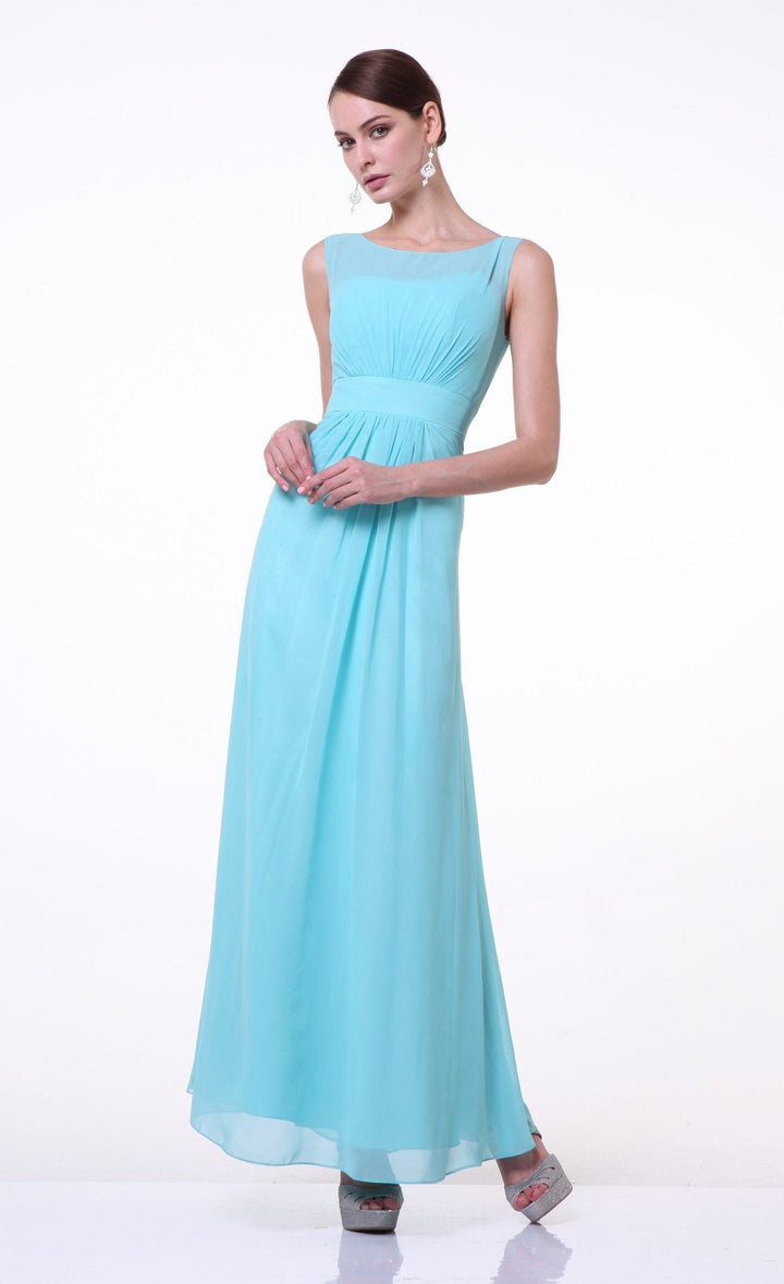 Long Sleeveless Chiffon Dress by Cinderella Divine 1465-Long Formal Dresses-ABC Fashion