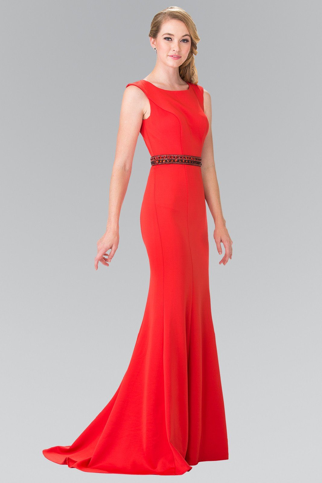 Long Sleeveless Dress with Beaded Waist by Elizabeth K GL2306-Long Formal Dresses-ABC Fashion
