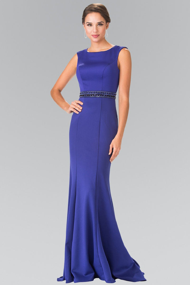Long Sleeveless Dress with Beaded Waist by Elizabeth K GL2306-Long Formal Dresses-ABC Fashion