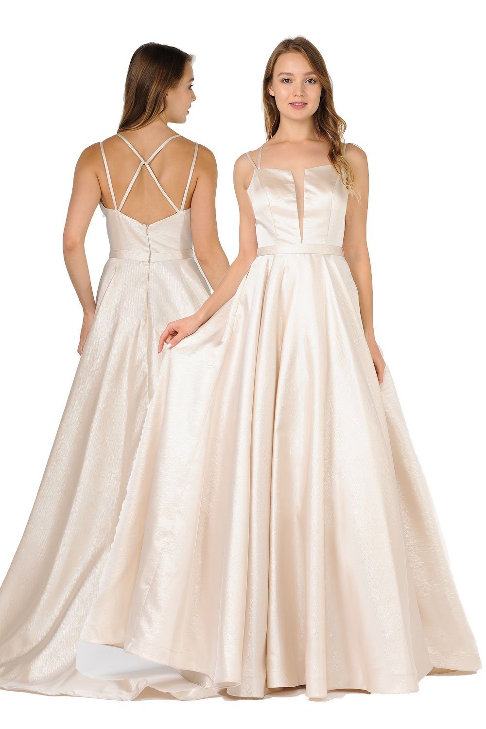 Long Sleeveless Dress with Crisscross Back by Poly USA 8448-Long Formal Dresses-ABC Fashion