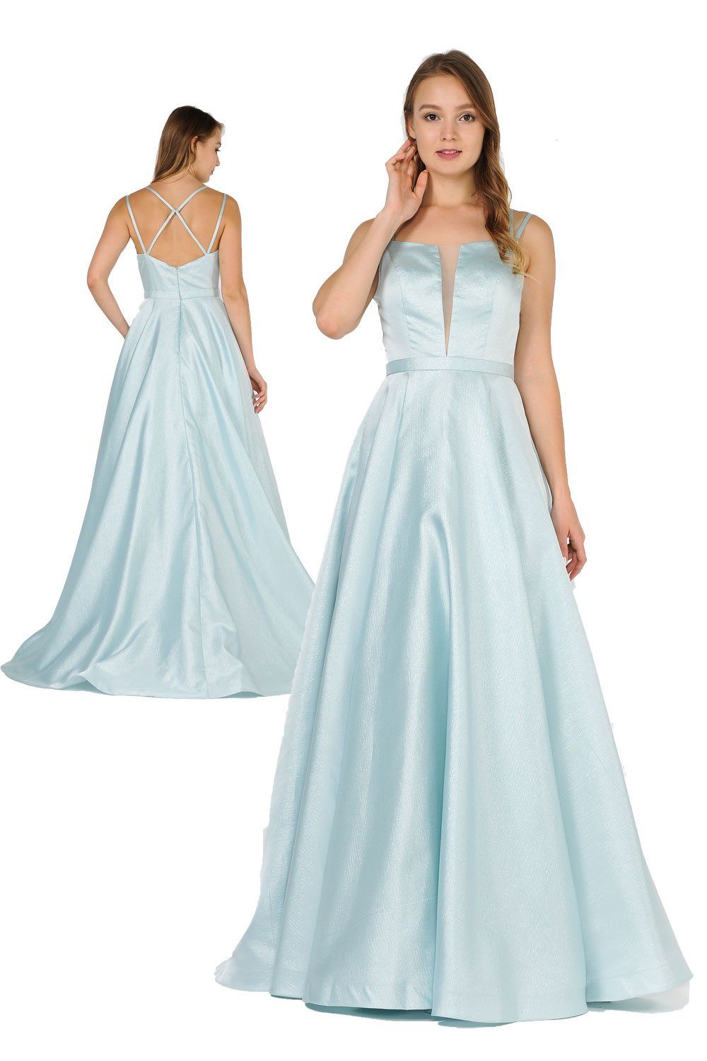 Long Sleeveless Dress with Crisscross Back by Poly USA 8448-Long Formal Dresses-ABC Fashion