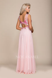 Long Sleeveless Dress with Floral Embroidery by Nox Anabel 8306-Long Formal Dresses-ABC Fashion