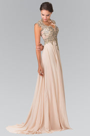 Long Sleeveless Dress with Gold Applique by Elizabeth K GL2229-Long Formal Dresses-ABC Fashion