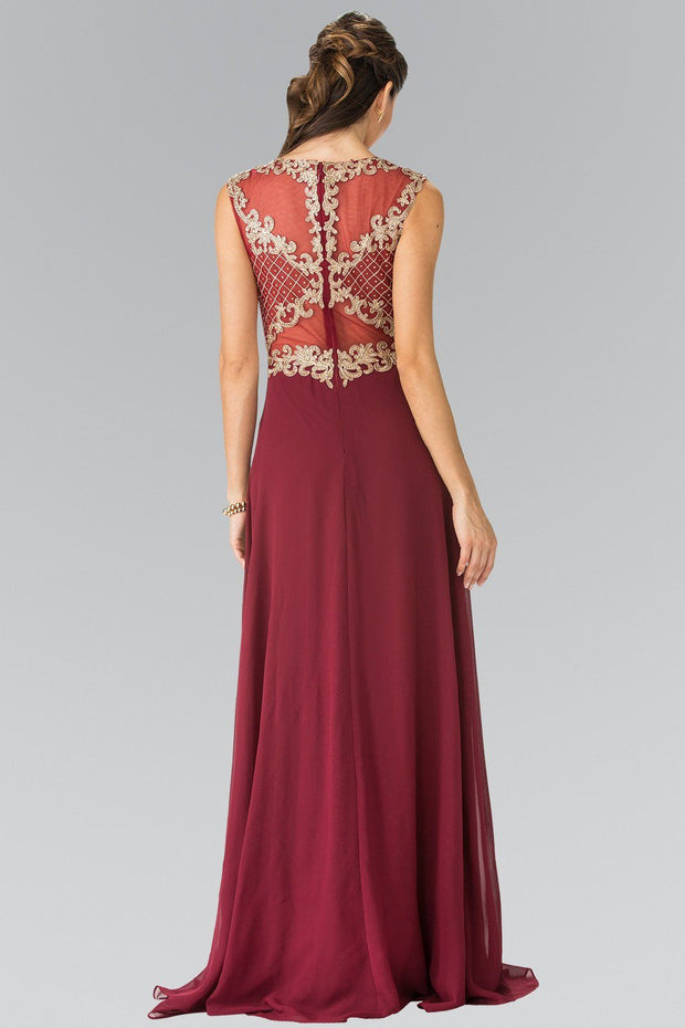 Long Sleeveless Dress with Gold Applique by Elizabeth K GL2316-Long Formal Dresses-ABC Fashion