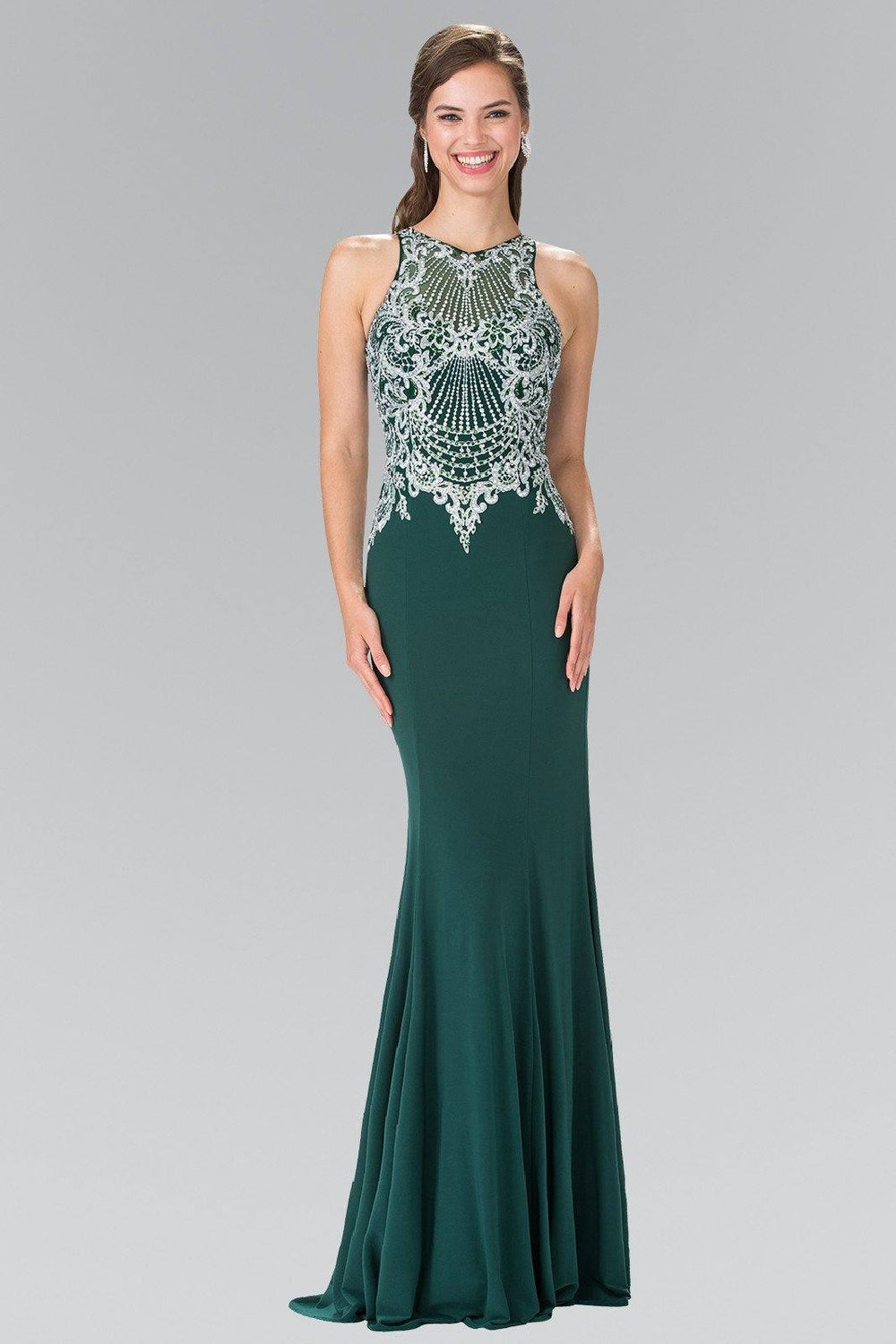 Long Sleeveless Dress with Illusion Bodice by Elizabeth K GL2232-Long Formal Dresses-ABC Fashion