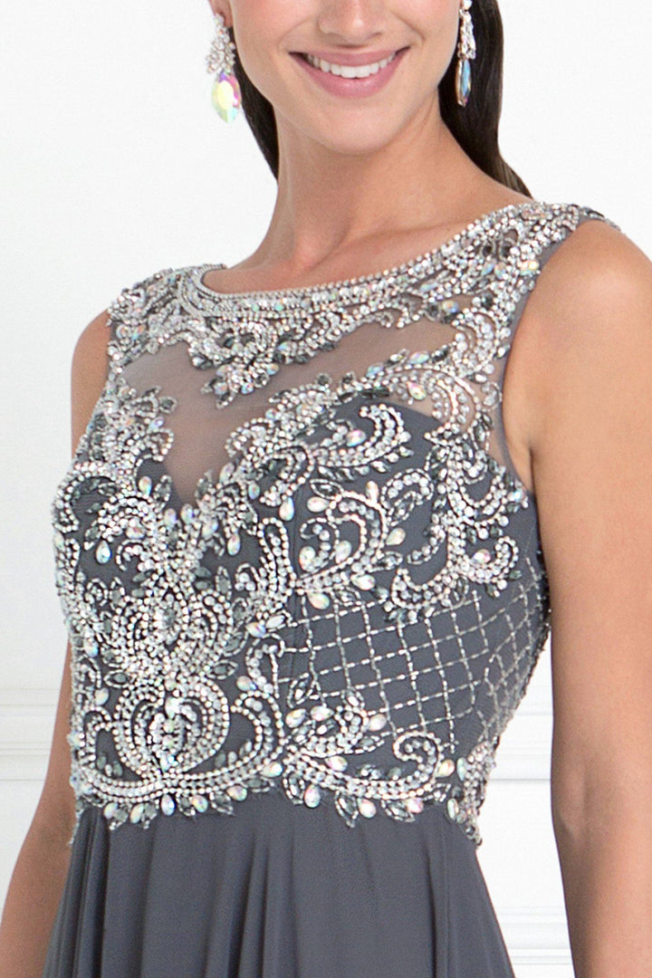 Long Sleeveless Dress with Jeweled Bodice by Elizabeth K GL1565-Long Formal Dresses-ABC Fashion