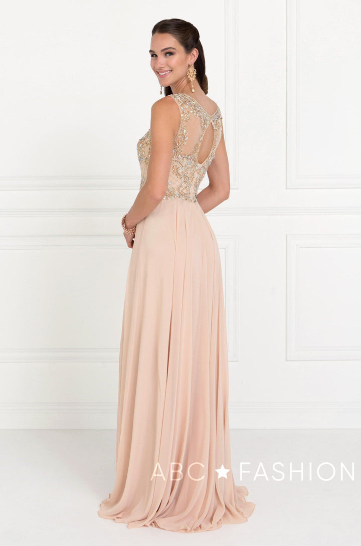 Long Sleeveless Dress with Jeweled Bodice by Elizabeth K GL1565-Long Formal Dresses-ABC Fashion