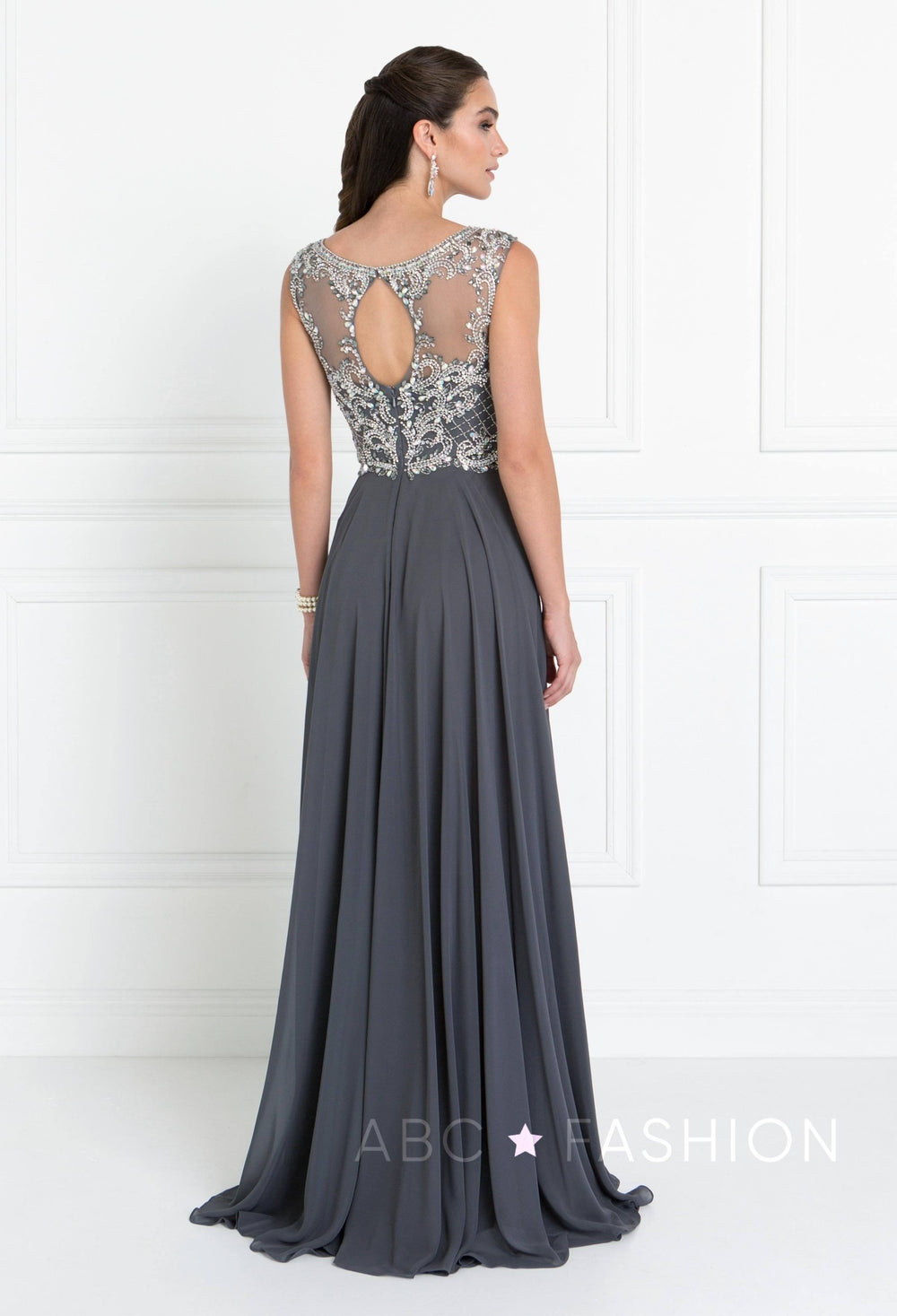 Long Sleeveless Dress with Jeweled Bodice by Elizabeth K GL1565-Long Formal Dresses-ABC Fashion