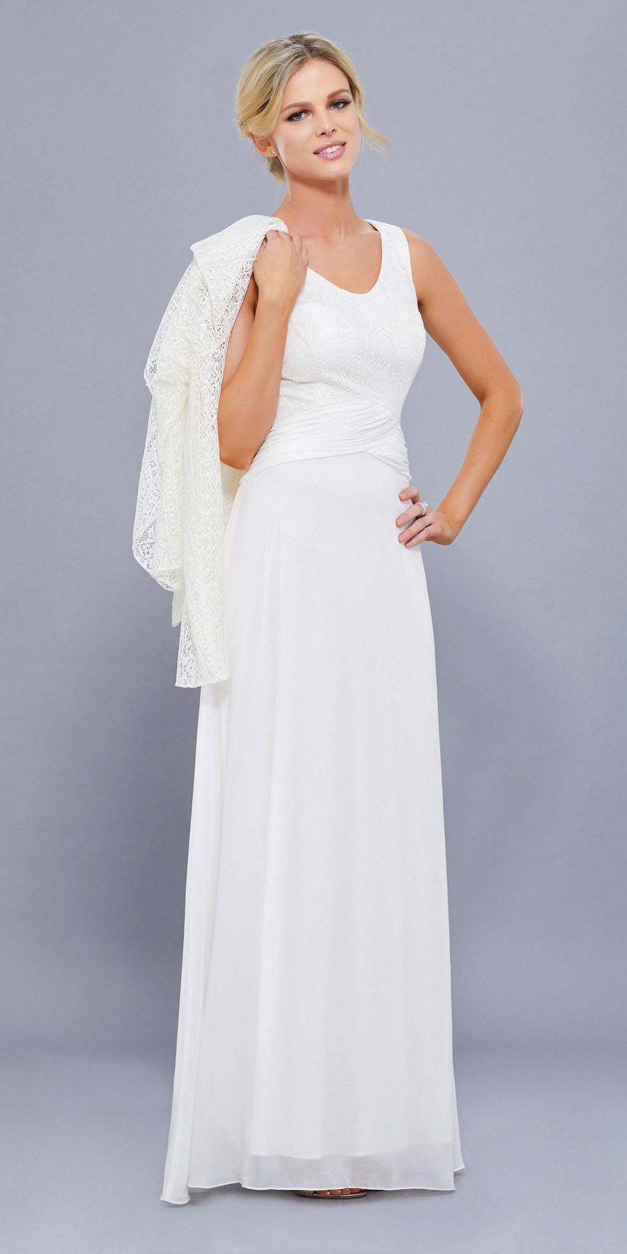 Long Sleeveless Dress with Lace Jacket by Nox Anabel 5138-Long Formal Dresses-ABC Fashion