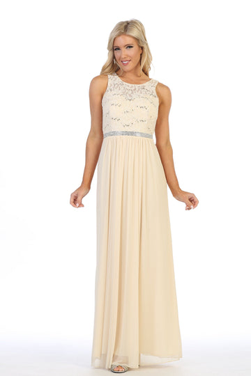 Celavie 6493L Sleeveless V-Neck and Back Long Dress