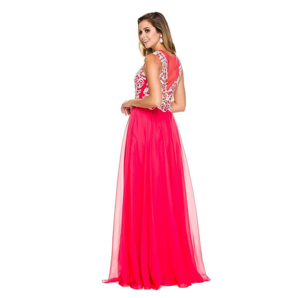 Long Sleeveless Embroidered Illusion Dress by Nox Anabel 8154-Long Formal Dresses-ABC Fashion