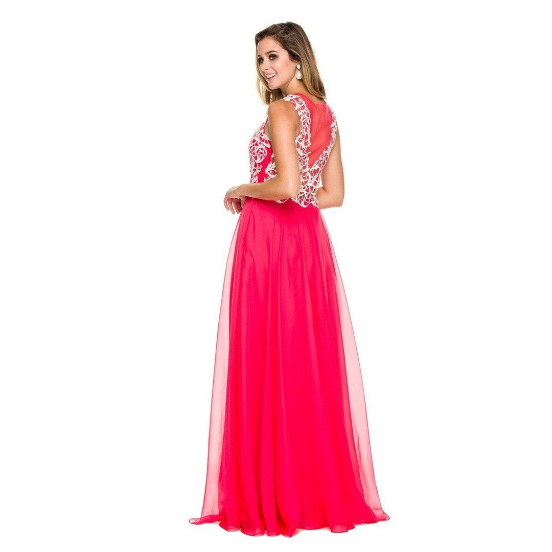Long Sleeveless Embroidered Illusion Dress by Nox Anabel 8154-Long Formal Dresses-ABC Fashion