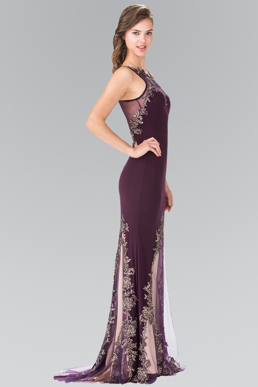 Long Sleeveless Illusion Dress with Embroidery by Elizabeth K GL2204-Long Formal Dresses-ABC Fashion