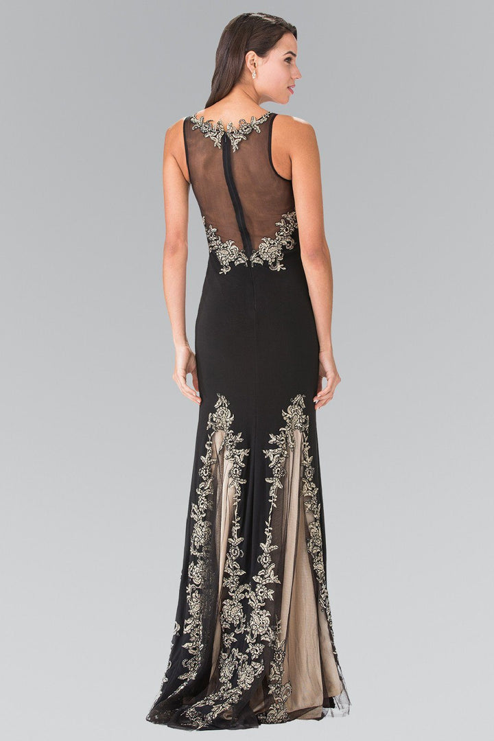 Long Sleeveless Illusion Dress with Embroidery by Elizabeth K GL2204-Long Formal Dresses-ABC Fashion