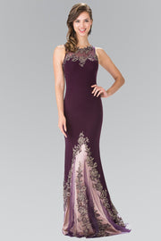 Long Sleeveless Illusion Dress with Embroidery by Elizabeth K GL2204-Long Formal Dresses-ABC Fashion