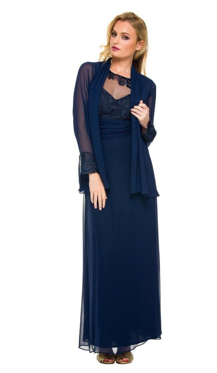 Long Sleeveless Illusion Lace Dress with Jacket by Nox Anabel 5107-Long Formal Dresses-ABC Fashion