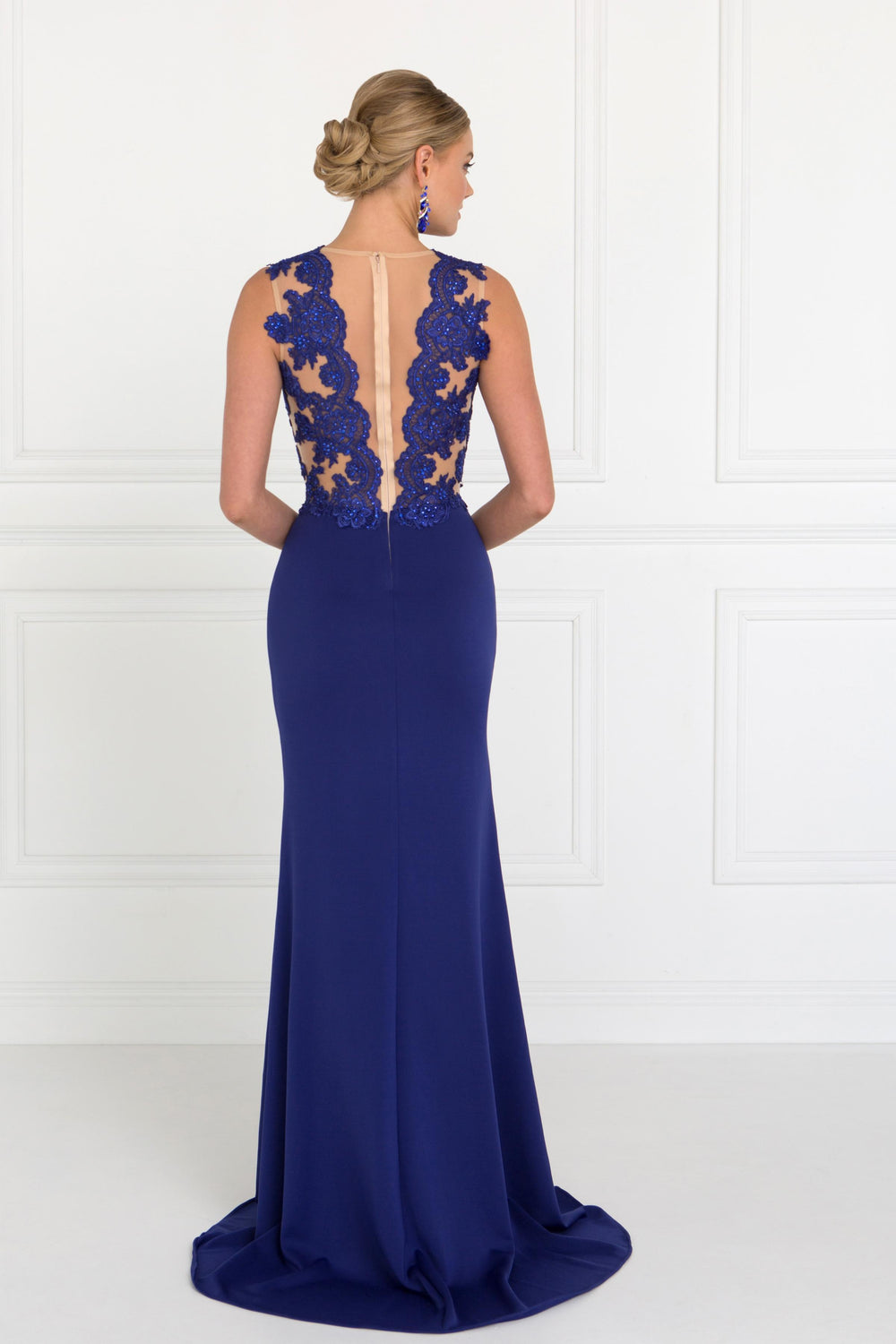 Long Sleeveless Lace Embellished Dress by Elizabeth K GL2286-Long Formal Dresses-ABC Fashion