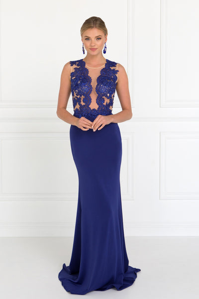 Long Sleeveless Lace Embellished Dress by Elizabeth K GL2286-Long Formal Dresses-ABC Fashion