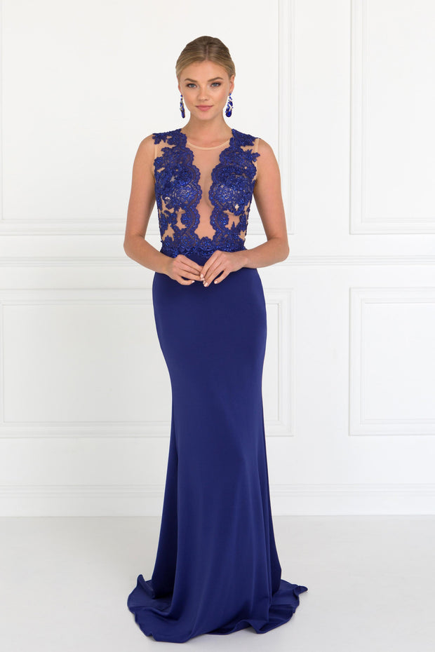 Long Sleeveless Lace Embellished Dress by Elizabeth K GL2286-Long Formal Dresses-ABC Fashion