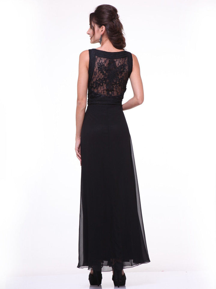 Long Sleeveless Lace Overlay by Cinderella Divine 1938-Long Formal Dresses-ABC Fashion