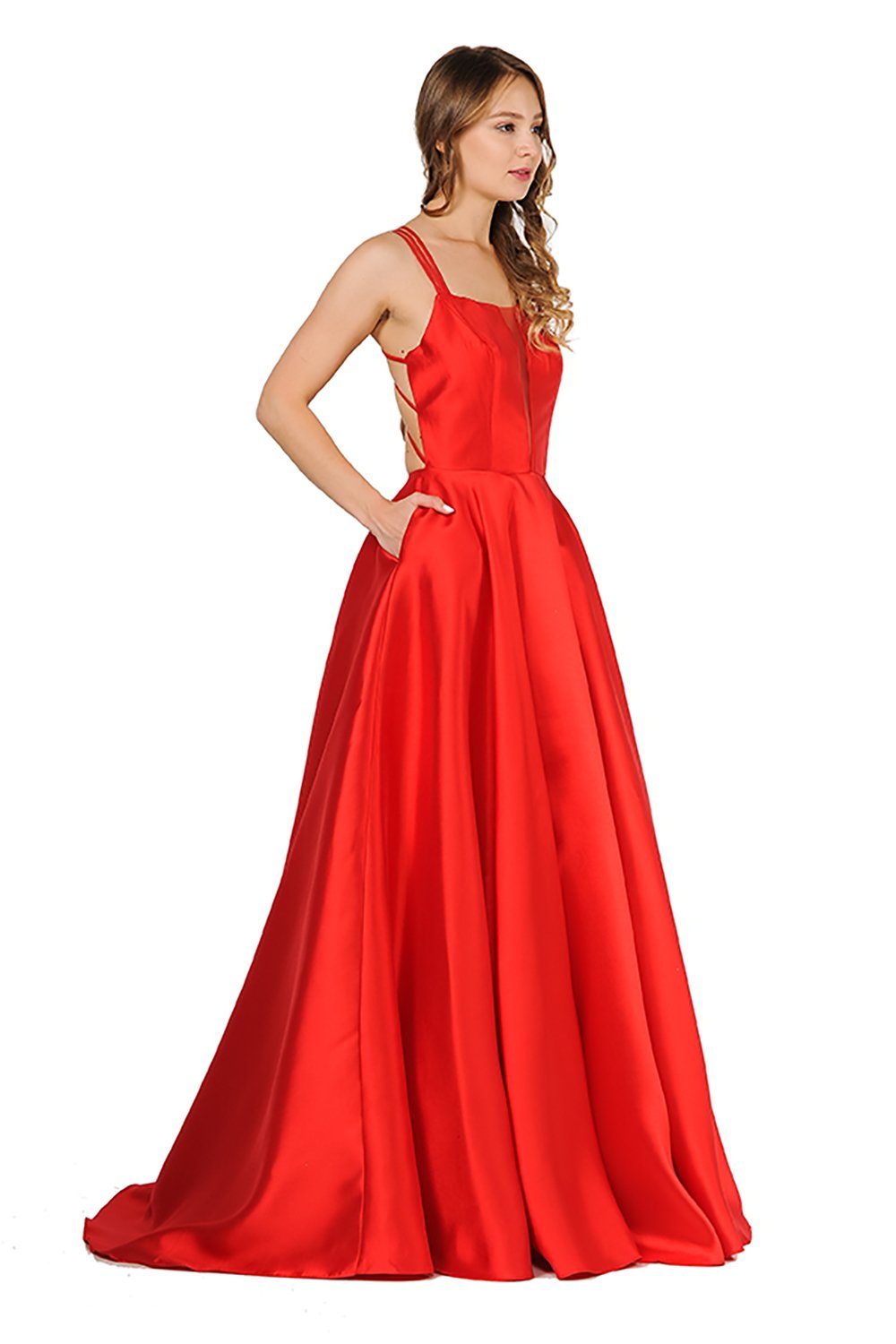 Long Sleeveless Mikado Dress with Strappy Back by Poly USA 8476-Long Formal Dresses-ABC Fashion