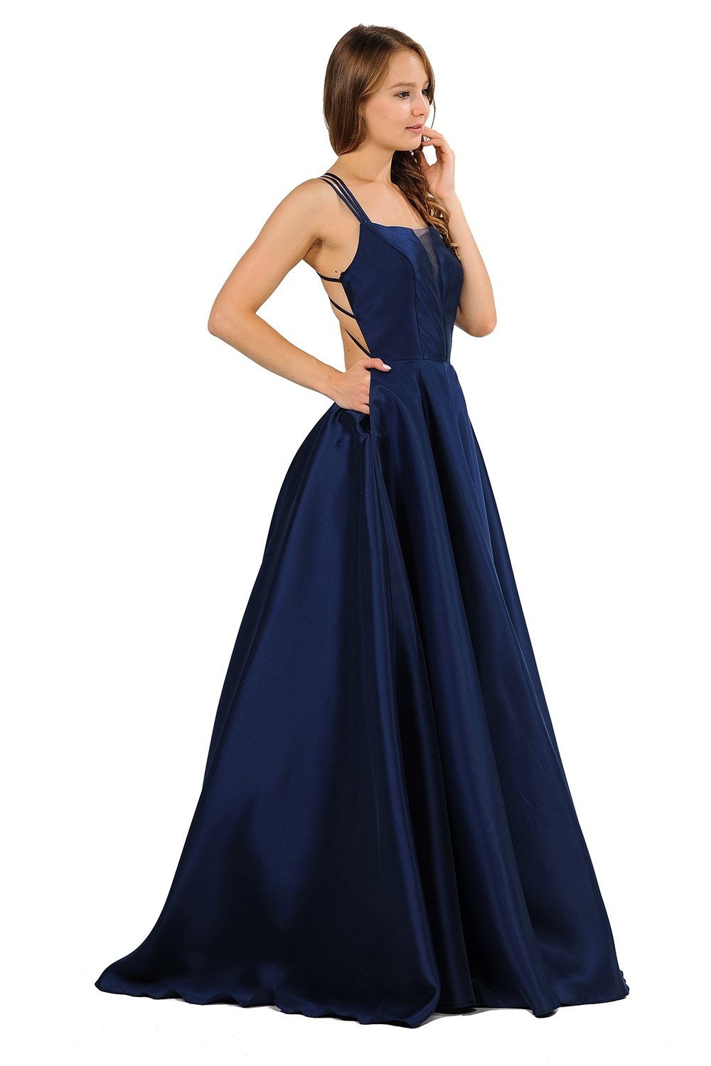 Long Sleeveless Mikado Dress with Strappy Back by Poly USA 8476-Long Formal Dresses-ABC Fashion