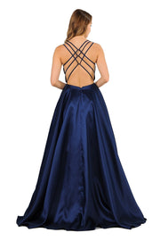 Long Sleeveless Mikado Dress with Strappy Back by Poly USA 8476-Long Formal Dresses-ABC Fashion