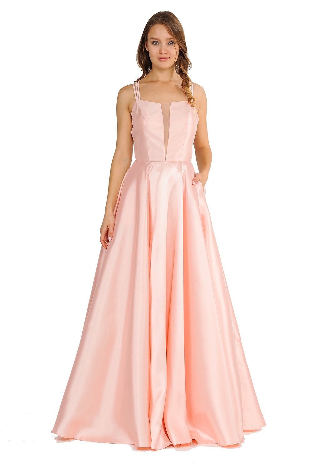Long Sleeveless Mikado Dress with Strappy Back by Poly USA 8476 Long Sleeveless Mikado Dress with Strappy Back by Poly USA 8476