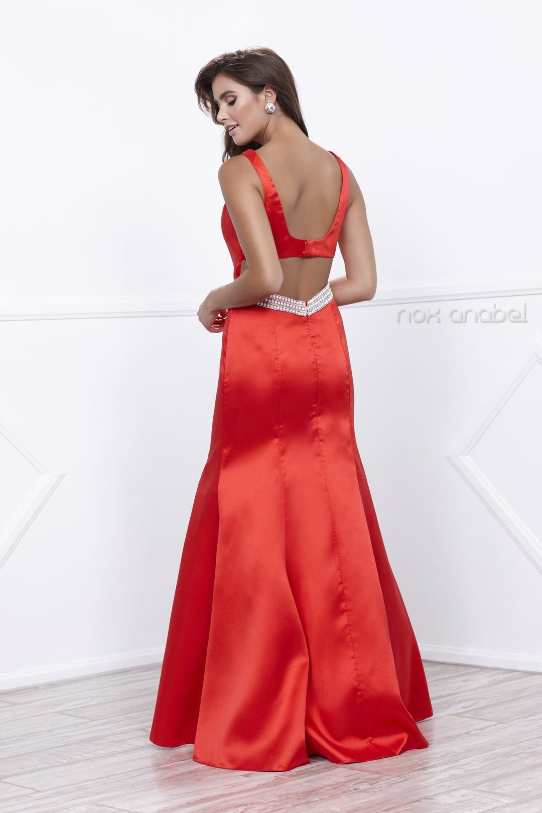 Long Sleeveless Open-Back Mermaid Dress by Nox Anabel 8320-Long Formal Dresses-ABC Fashion