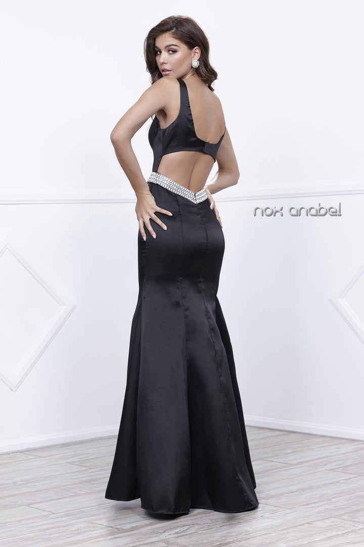 Long Sleeveless Open-Back Mermaid Dress by Nox Anabel 8320-Long Formal Dresses-ABC Fashion