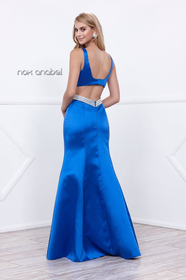 Long Sleeveless Open-Back Mermaid Dress by Nox Anabel 8320-Long Formal Dresses-ABC Fashion