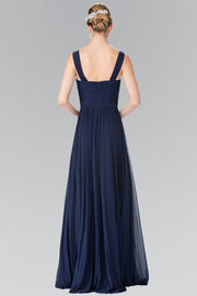 Long Sleeveless Pleated Dress with Front Cutout by Elizabeth K GL2366-Long Formal Dresses-ABC Fashion