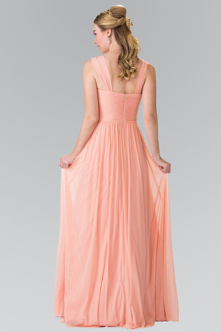 Long Sleeveless Pleated Dress with Front Cutout by Elizabeth K GL2366-Long Formal Dresses-ABC Fashion
