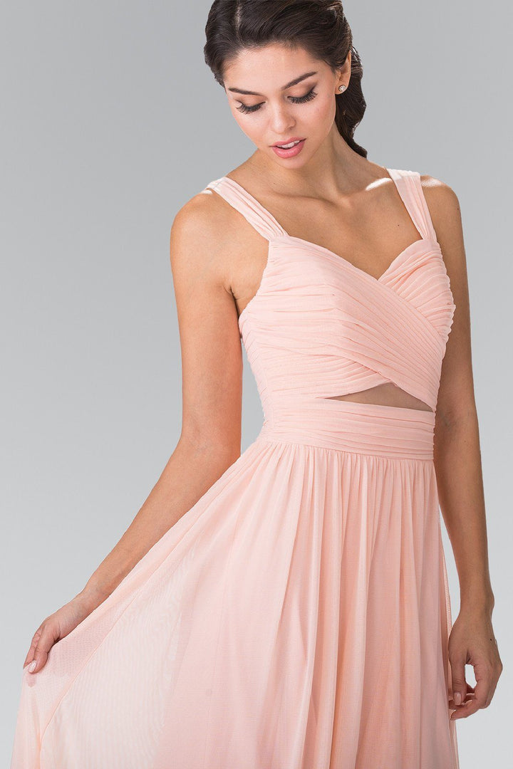 Long Sleeveless Pleated Dress with Front Cutout by Elizabeth K GL2366-Long Formal Dresses-ABC Fashion