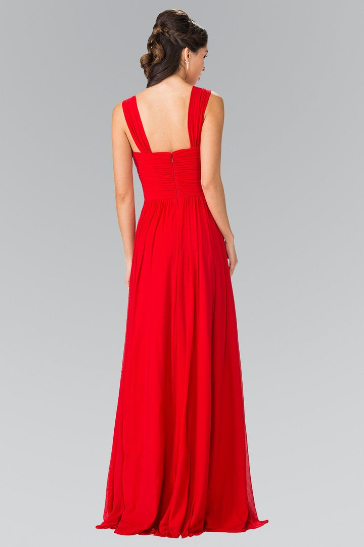 Long Sleeveless Pleated Dress with Front Cutout by Elizabeth K GL2366-Long Formal Dresses-ABC Fashion