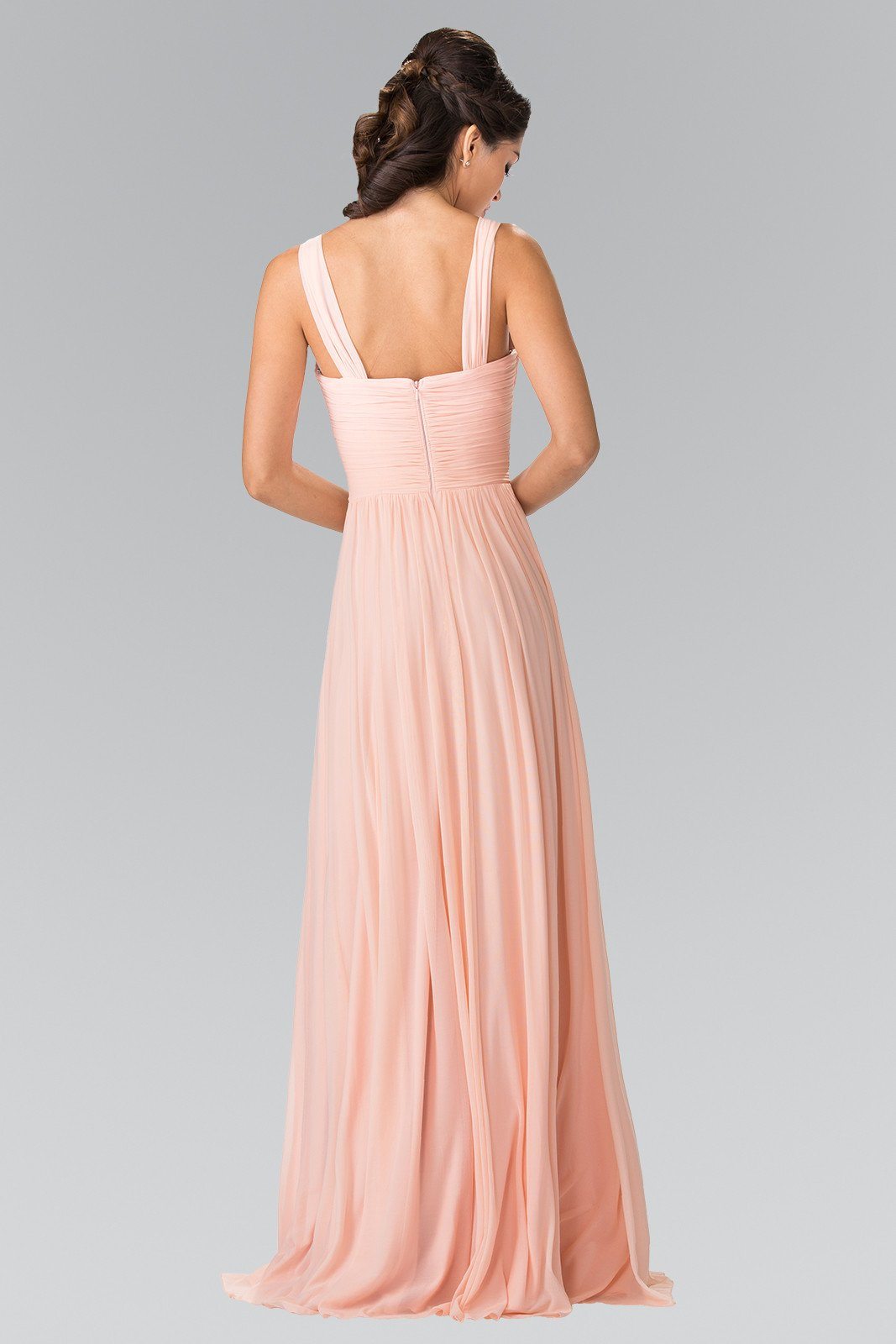Long Sleeveless Pleated Dress with Front Cutout by Elizabeth K GL2366-Long Formal Dresses-ABC Fashion