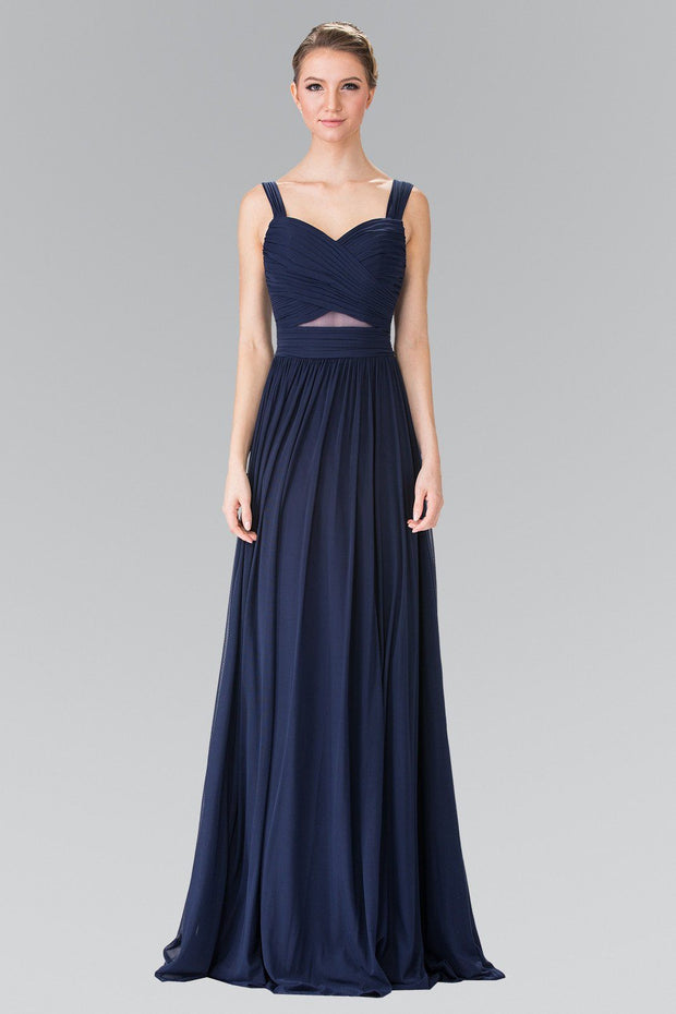 Long Sleeveless Pleated Dress with Front Cutout by Elizabeth K GL2366-Long Formal Dresses-ABC Fashion