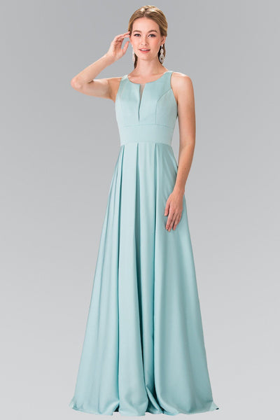 Long Sleeveless Pleated Dress with Sheer Panel by Elizabeth K GL2365-Long Formal Dresses-ABC Fashion