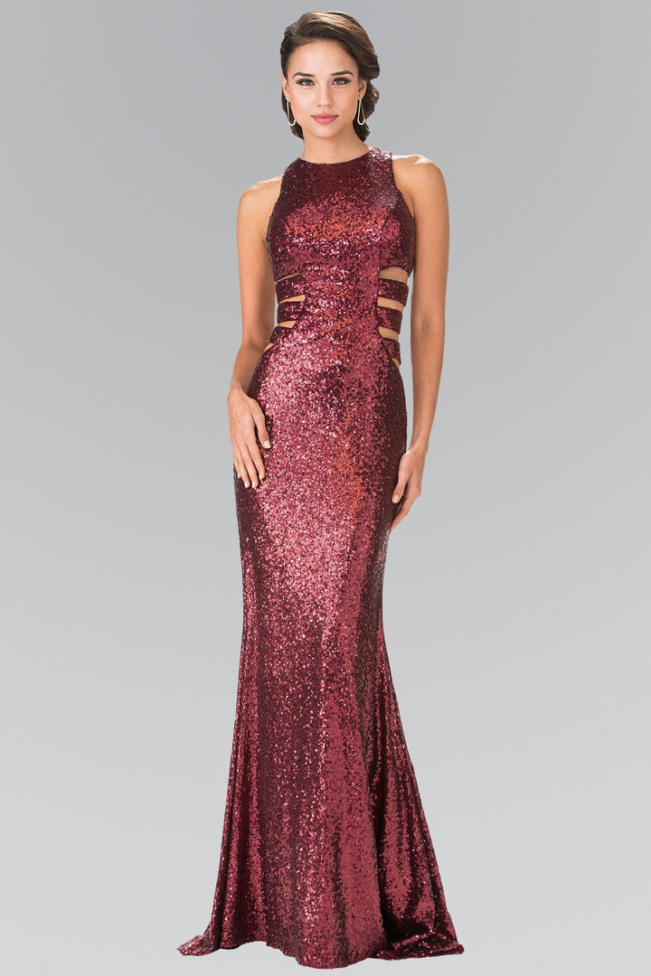 Long Sleeveless Sequined Dress with Cutouts by Elizabeth K GL2299-Long Formal Dresses-ABC Fashion