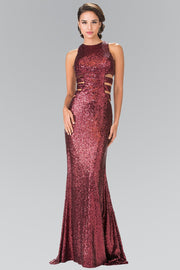 Long Sleeveless Sequined Dress with Cutouts by Elizabeth K GL2299-Long Formal Dresses-ABC Fashion