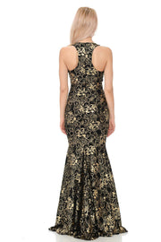 Long Sleeveless Sequined Floral Dress by Lenovia 5135-Long Formal Dresses-ABC Fashion